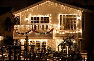 Holiday lights on a Long Island home
